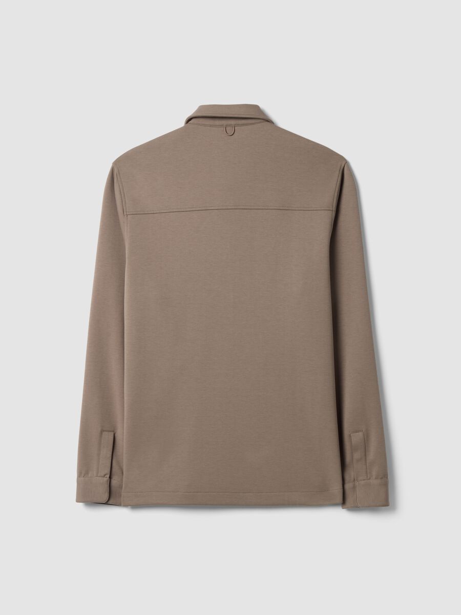 Breathable brown cotton-blend shacket with regular collar and fit_2