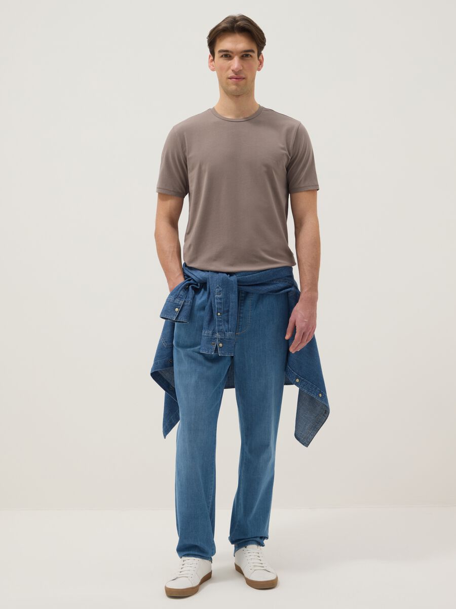 T-shirt in cotone elasticizzato grigia slim fit_1