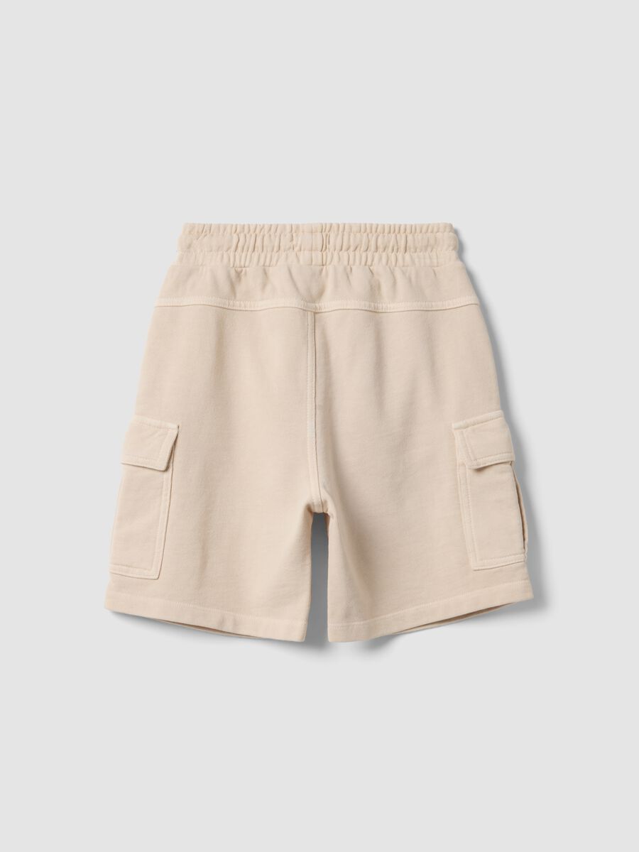 Beige pure cotton cargo shorts for boys, comfort fit_1