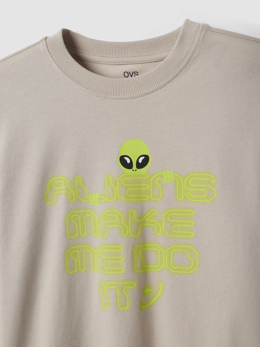 Grey pure organic cotton printed T-shirt for boys_4