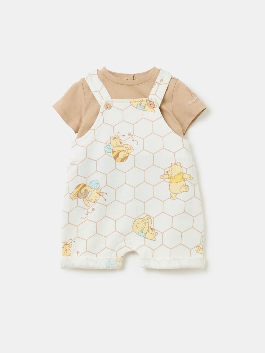 Winnie the Pooh T-shirt and dungarees set in organic cotton_0