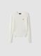 White fitted viscose-blend cable-knit crew-neck jumper for girls_3