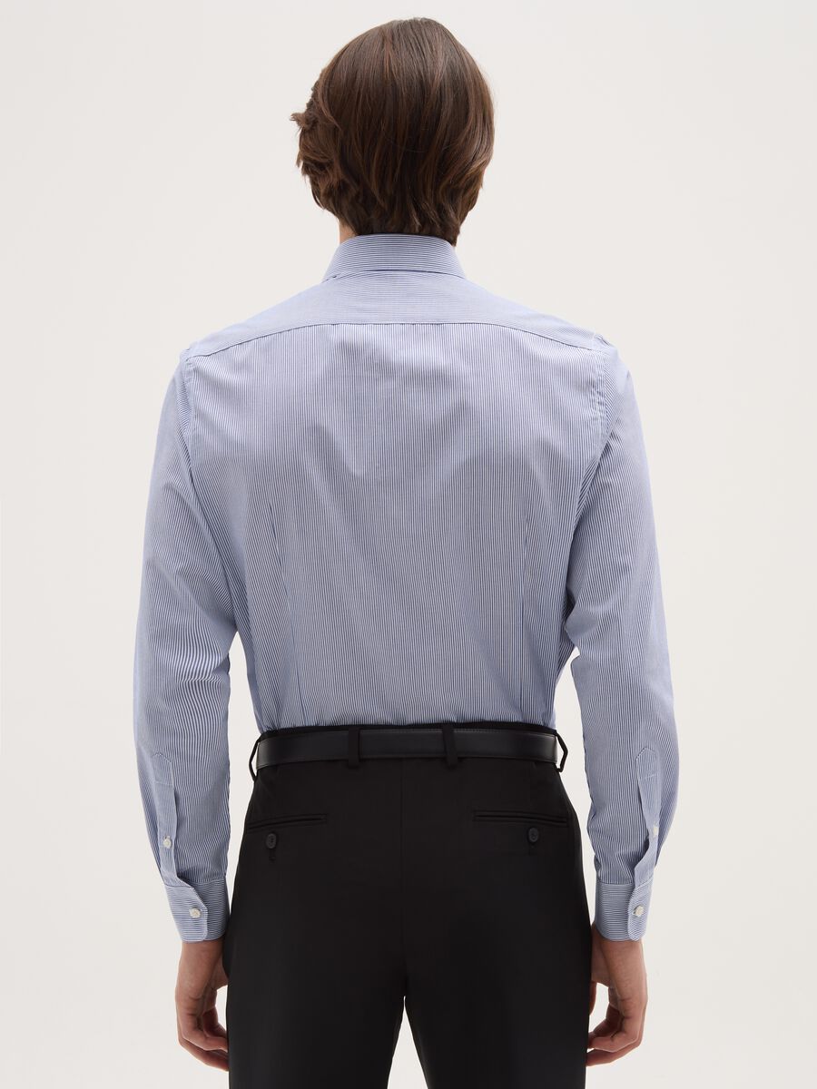 Slim fit blue cotton blend shirt_2