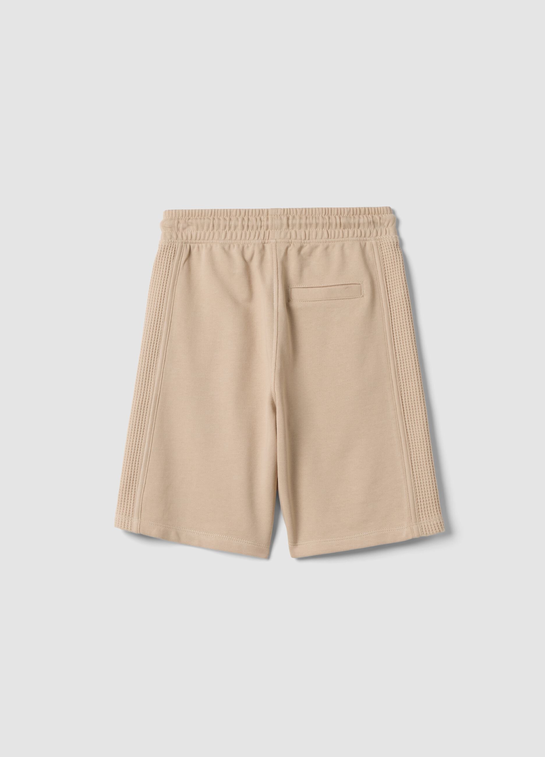 Beige pure cotton shorts with elasticated waist