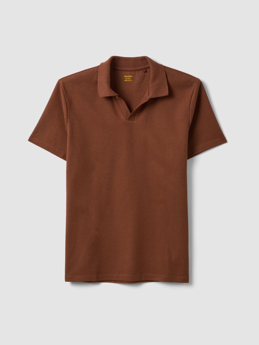 Brown short-sleeve stretch-cotton polo shirt_4