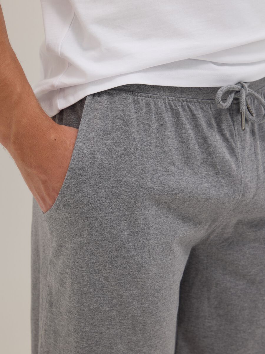 Grey pure cotton regular fit pyjama shorts_3