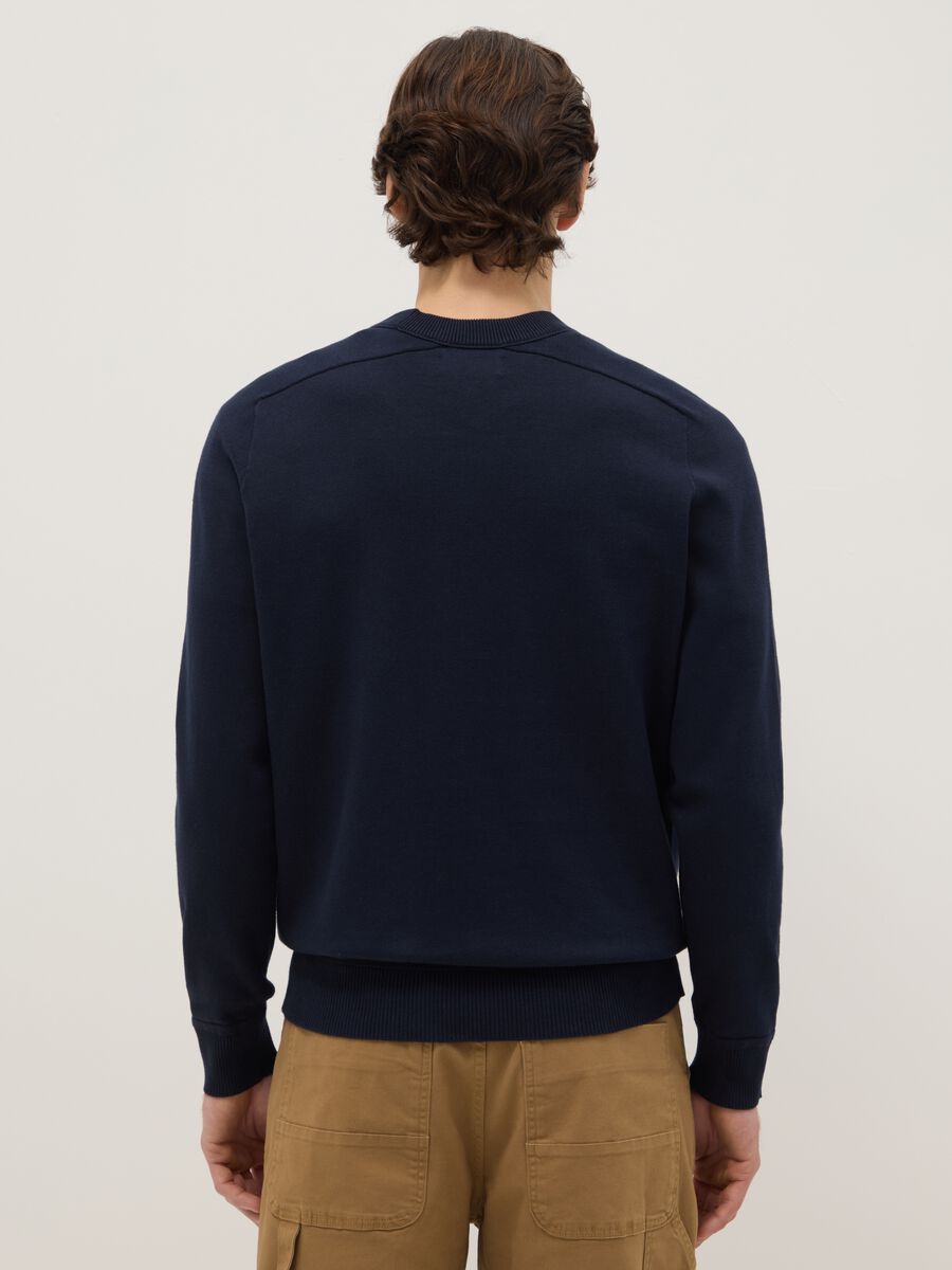 Regular fit blue crew neck pure cotton jumper_2