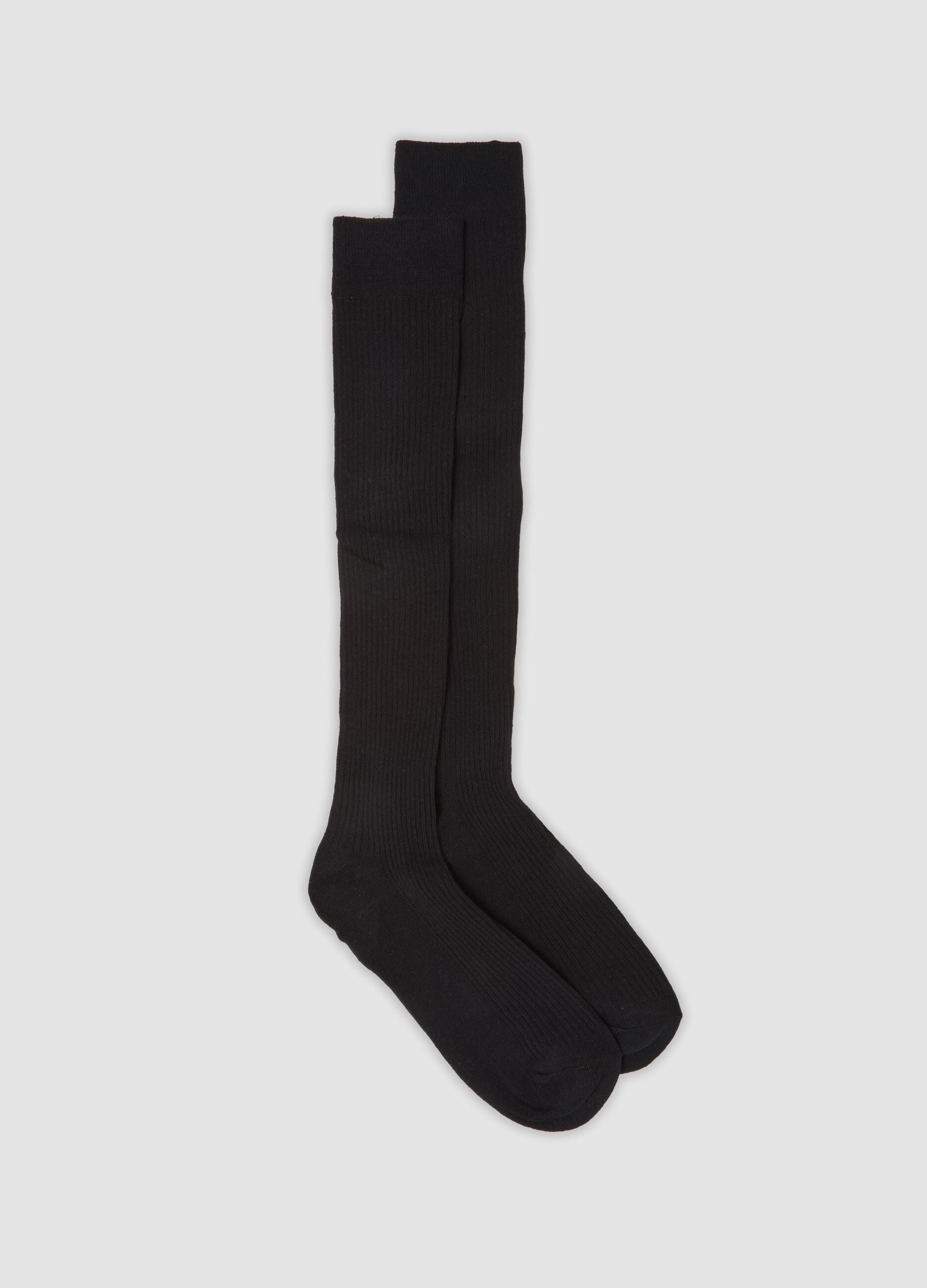 Blue knee-high socks in organic cotton blend
