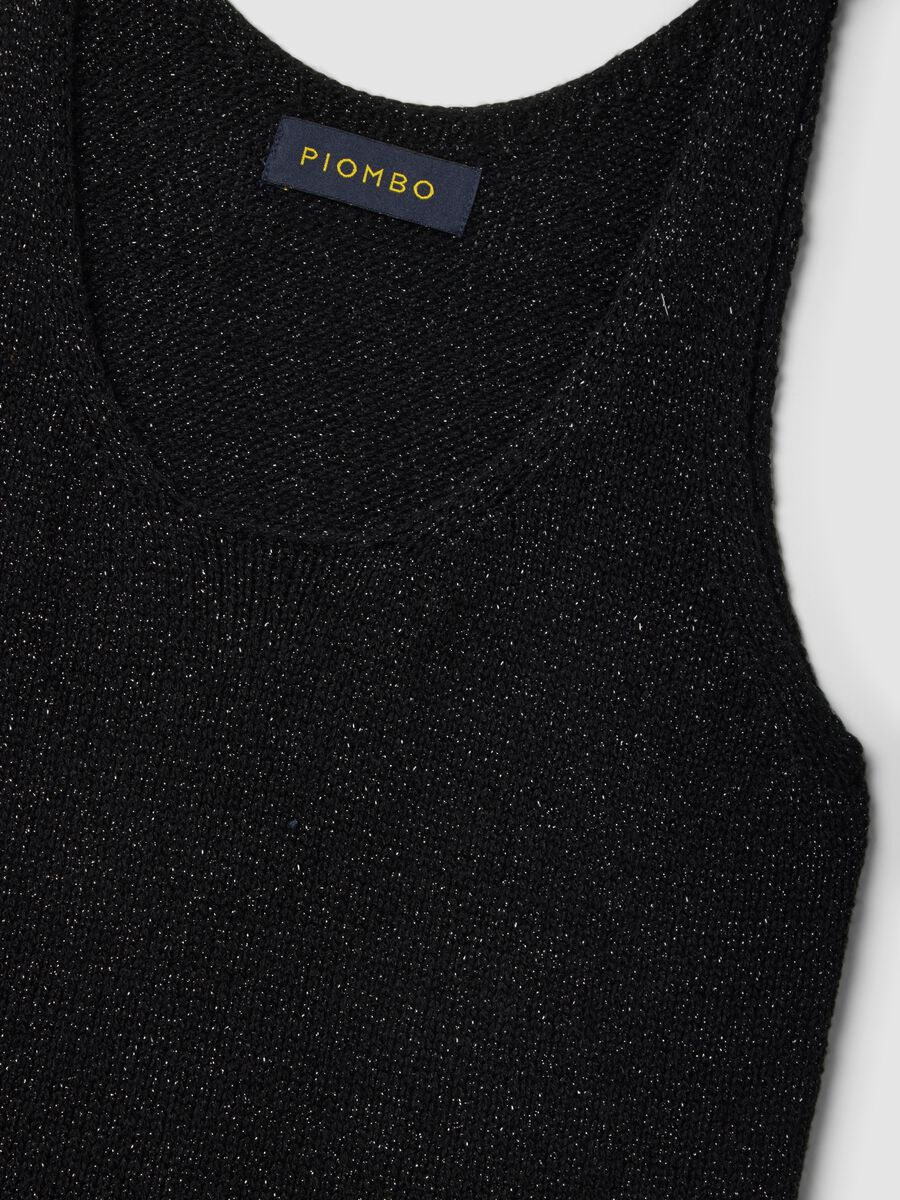 Black viscose-blend glitter tank top, regular fit_1