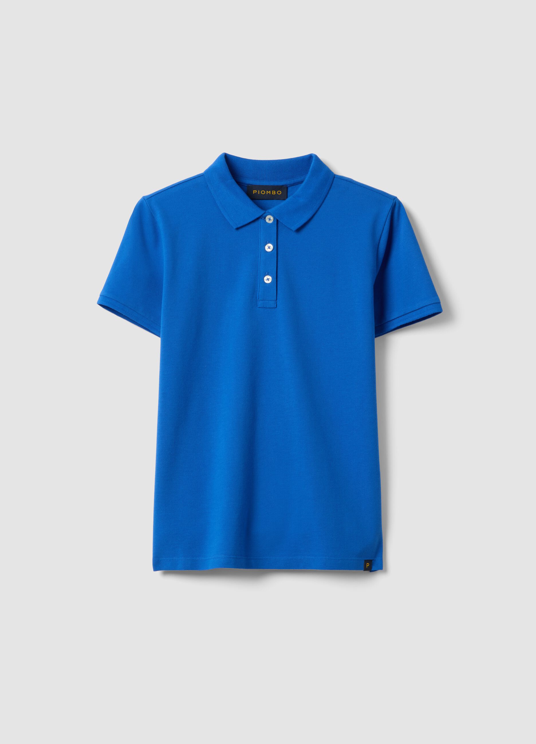 Blue organic cotton polo shirt, regular fit