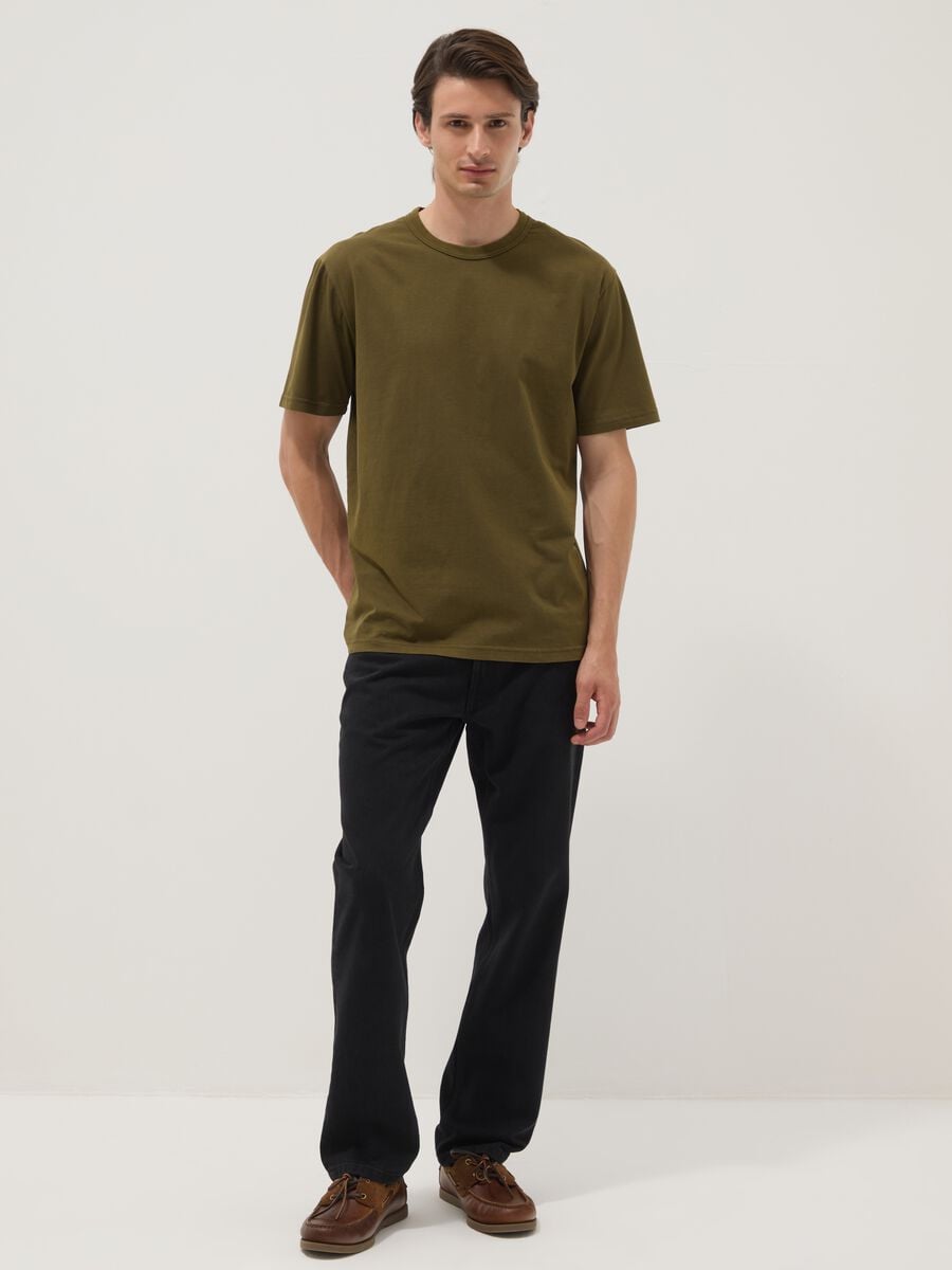 Green pure cotton T-shirt, relaxed fit_1