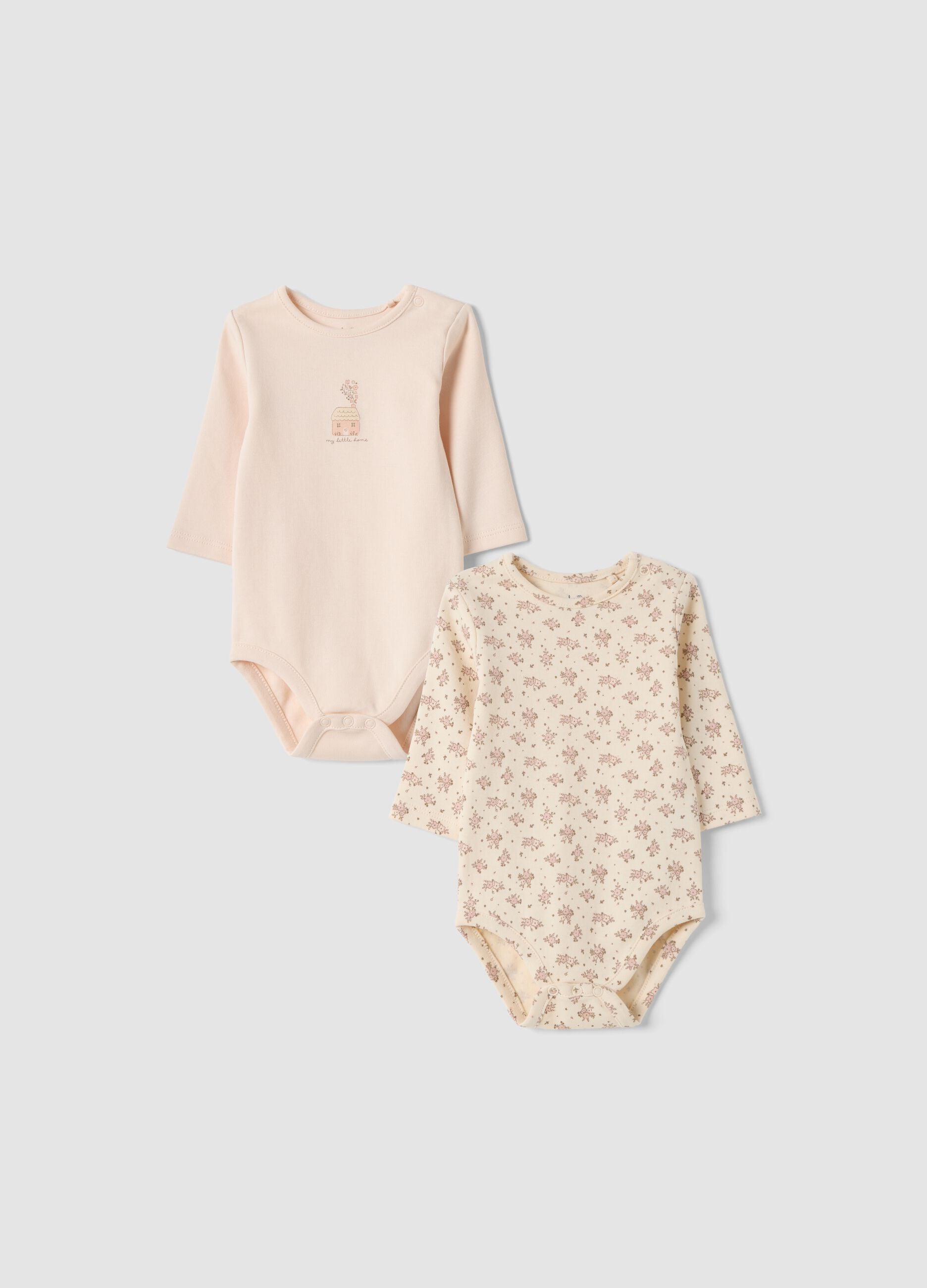 Bipack body beige in puro cotone organico con fantasia