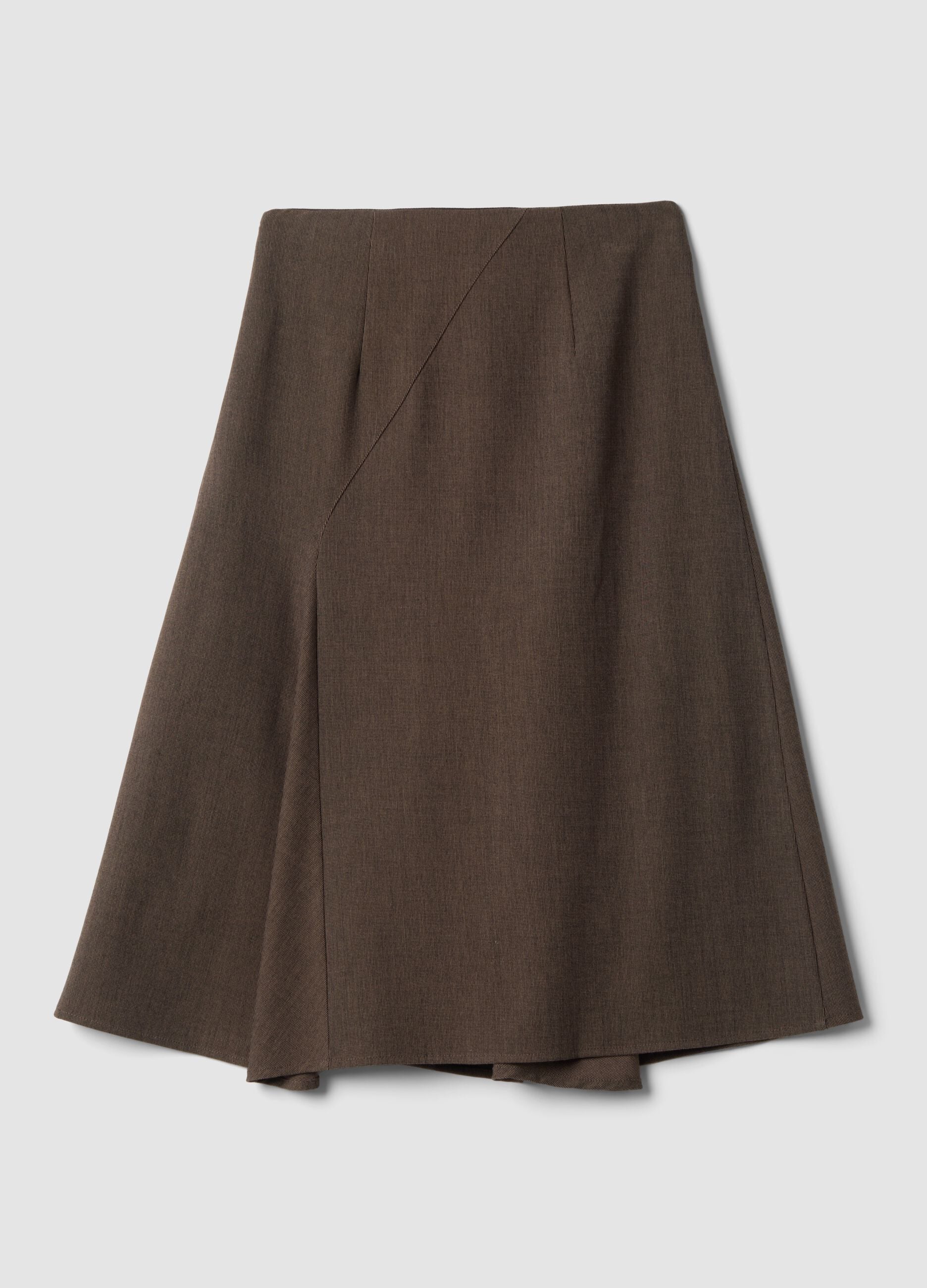 Brown stretch viscose skirt with lining