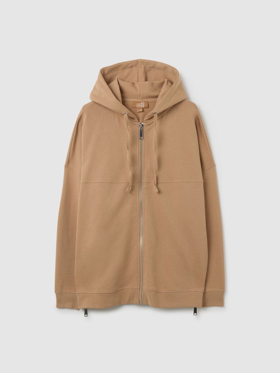 Beige maternity hoodie with zip_4