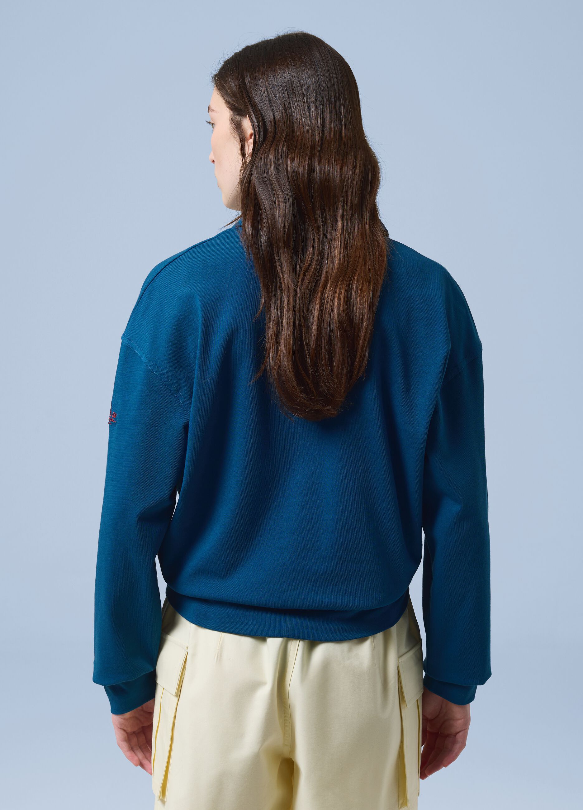 ALTAVIA SAILING blue long-sleeve polo shirt in pure cotton