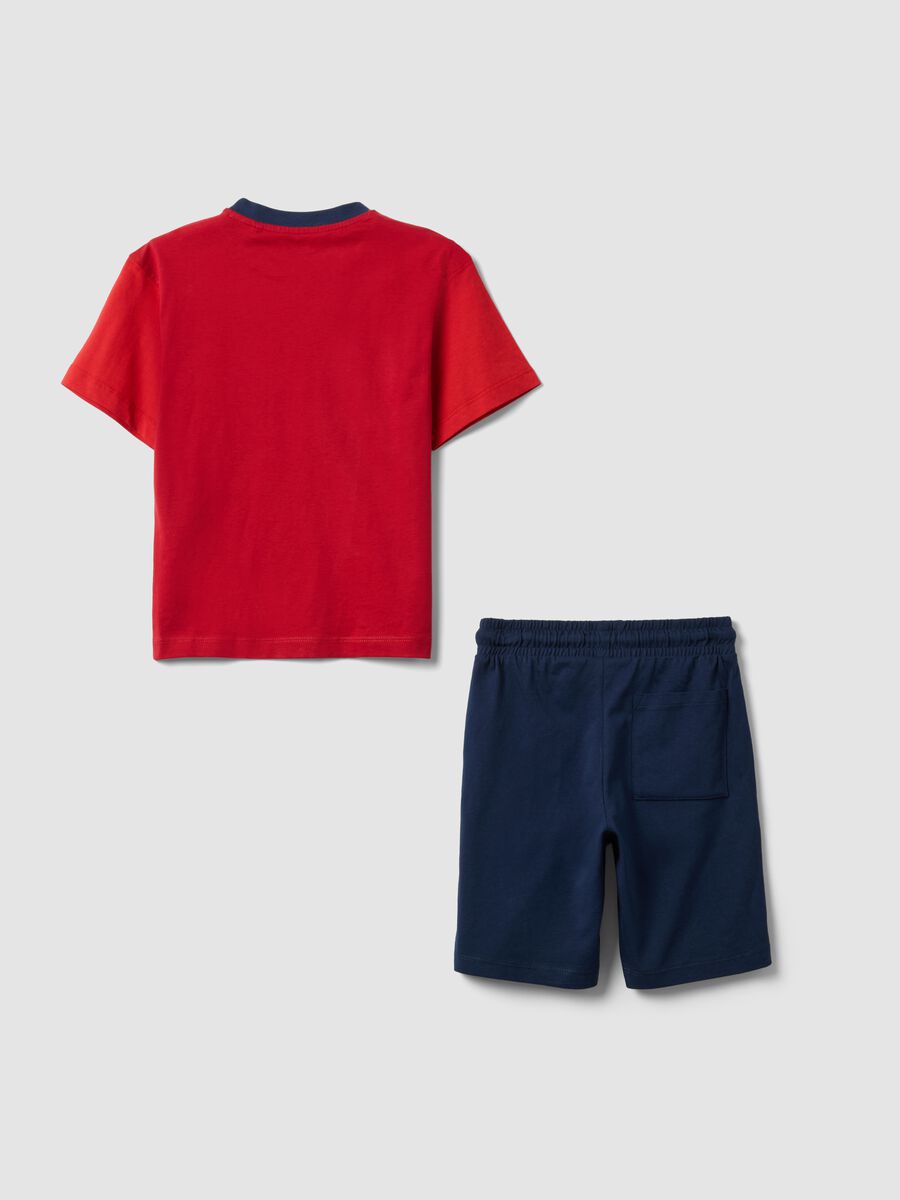 Red pure cotton set with T-shirt and shorts_1