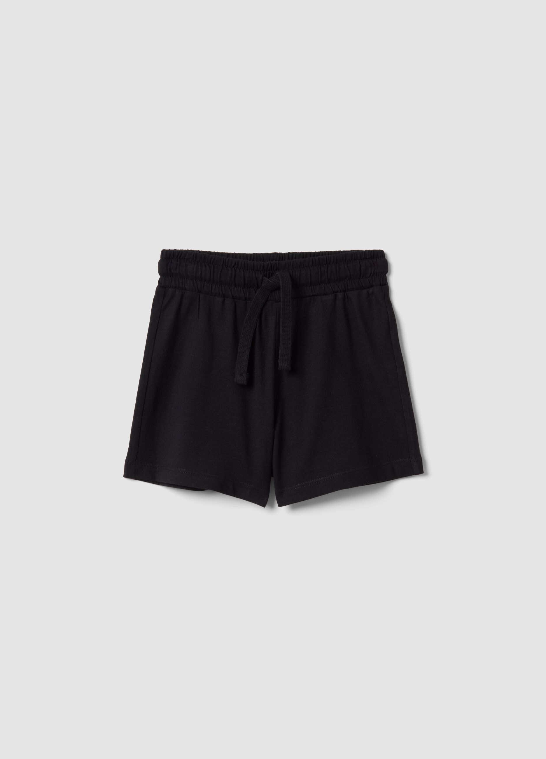 Schwarze M&auml;dchen-Shorts aus reiner Baumwolle, Regular Fit