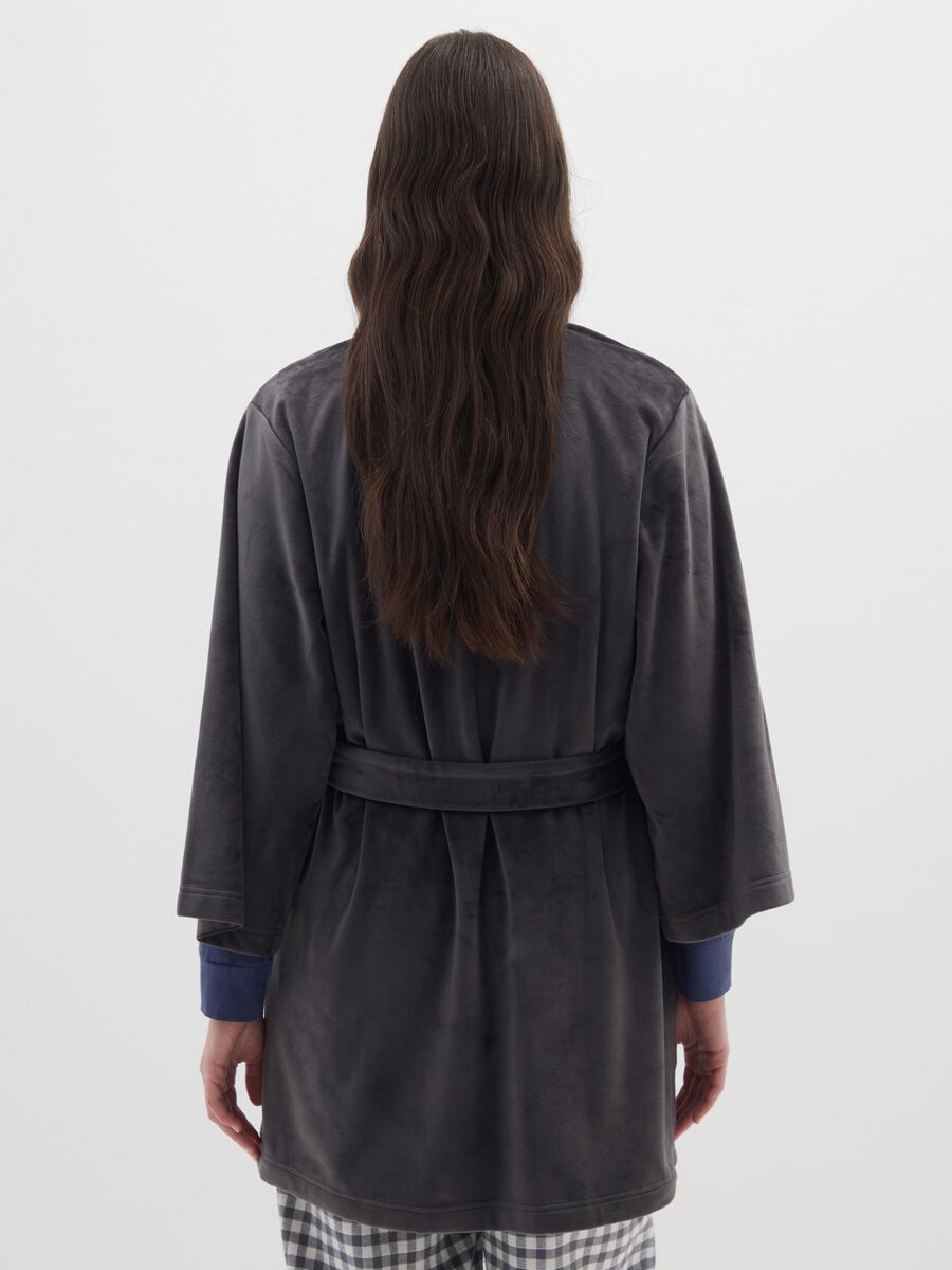 Grey stretch chenille robe_2