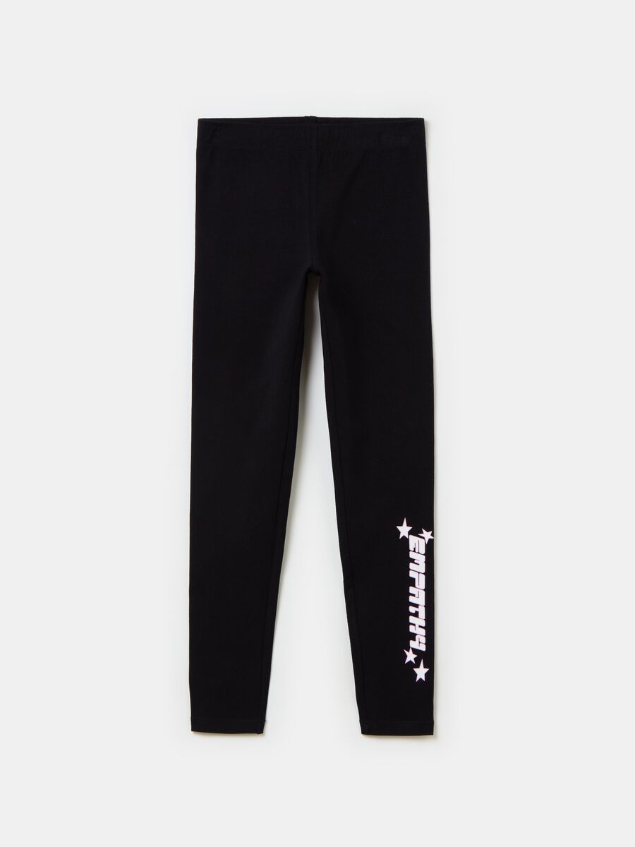 Stretch leggings with lettering print_0