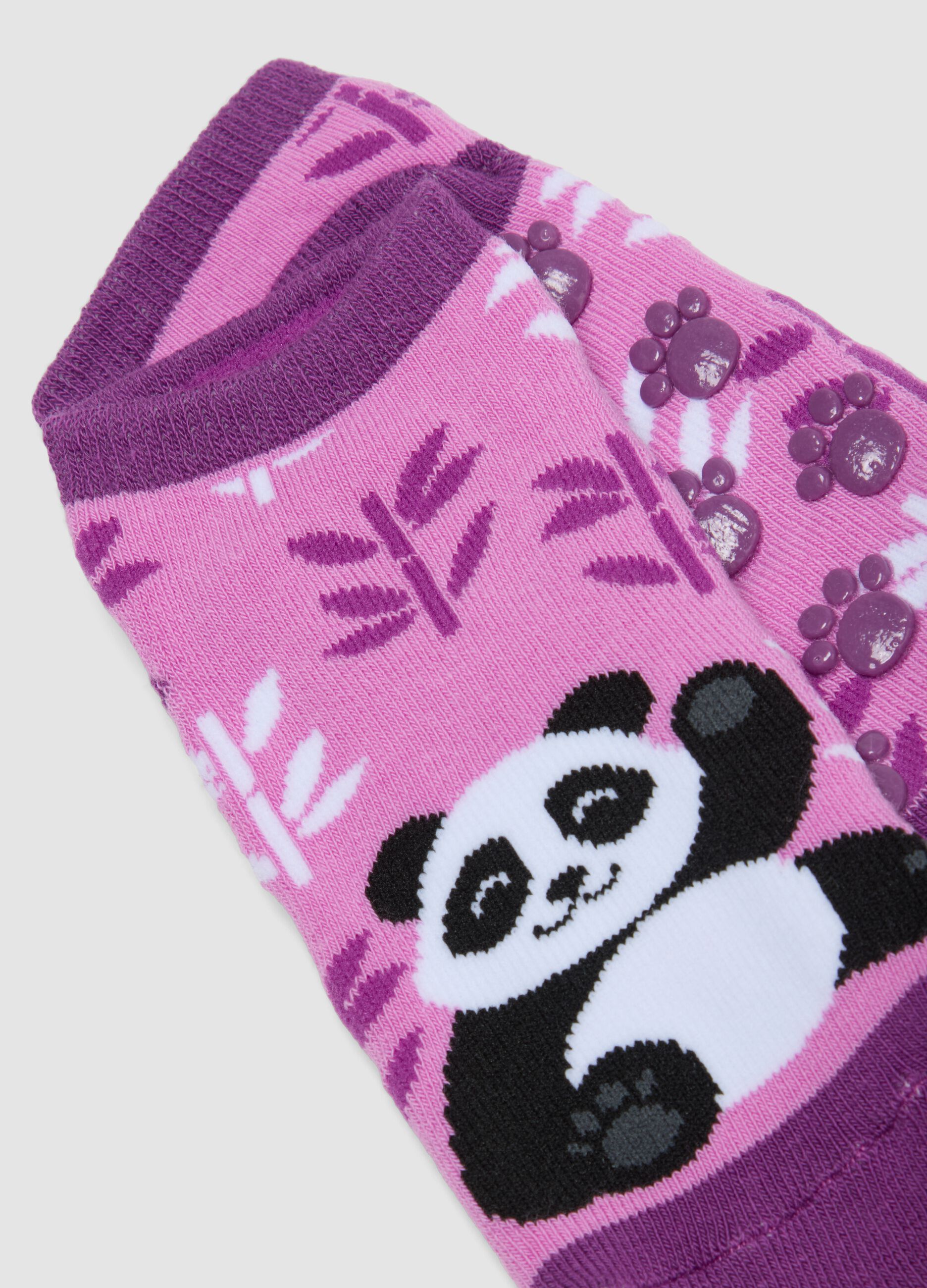 2-pack of short stretch organic cotton socks with panda and koala print