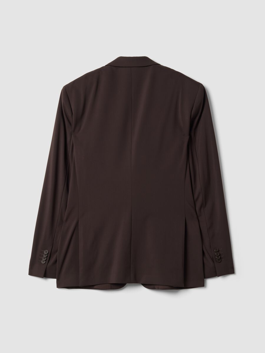 Brown slim-fit 4-way stretch blazer, easy iron_2