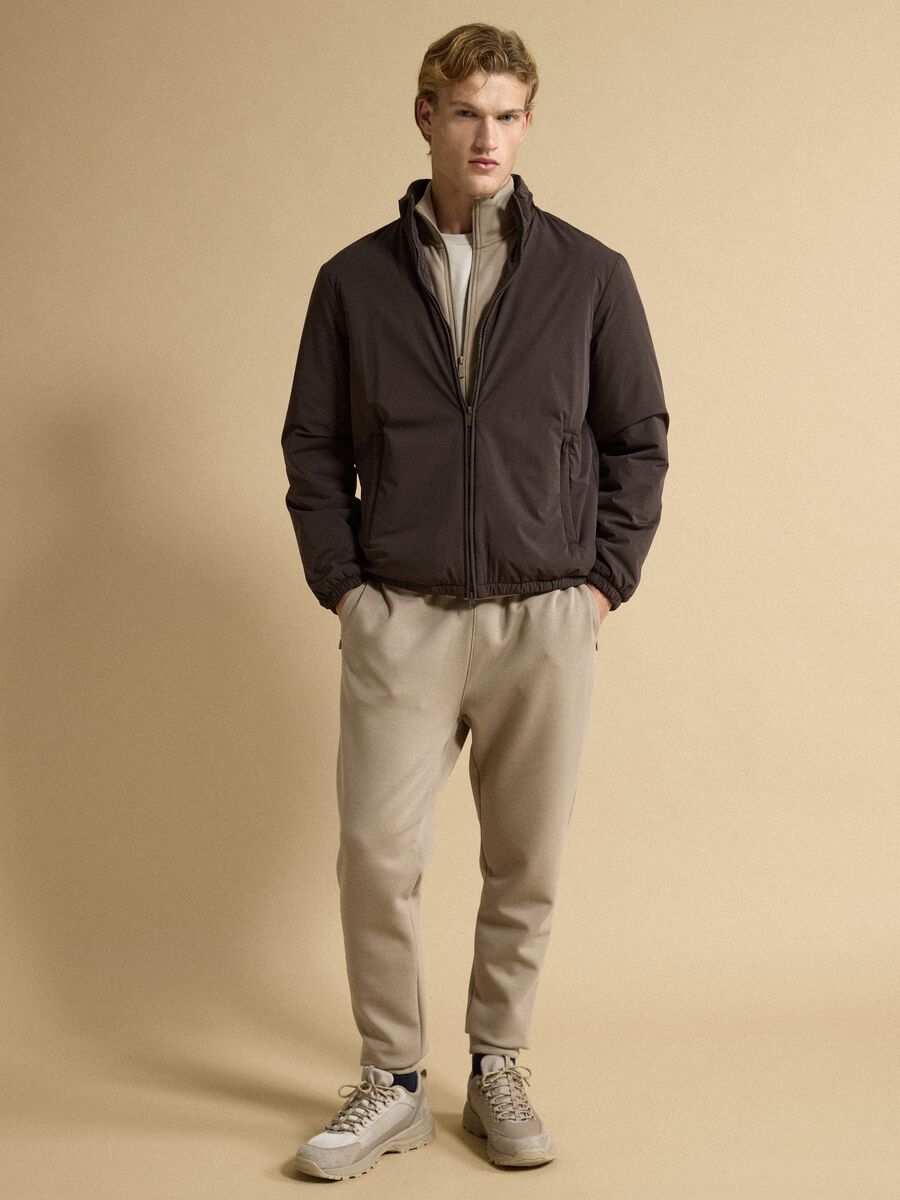 Brown padded stretch-fabric jacket, regular fit_2