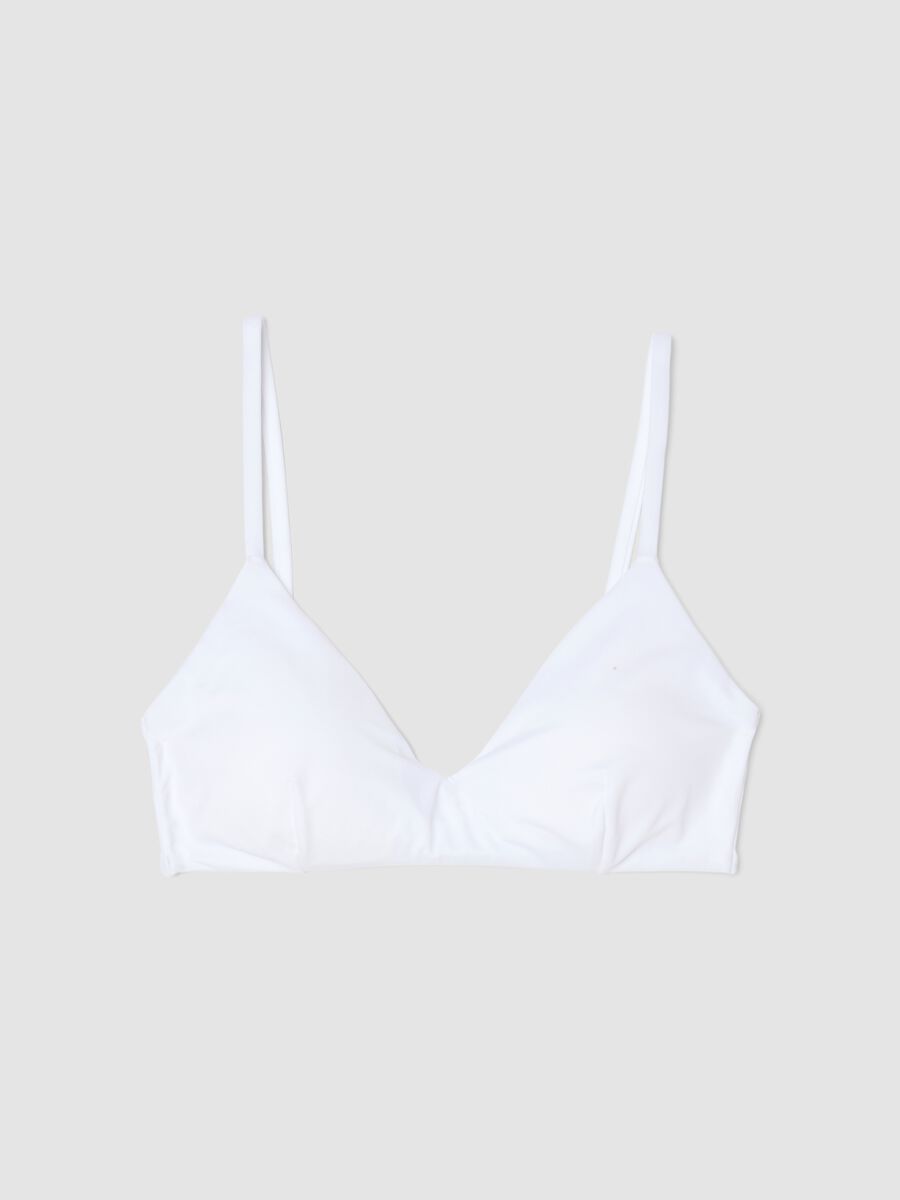 White triangle bikini top in stretch fabric_0