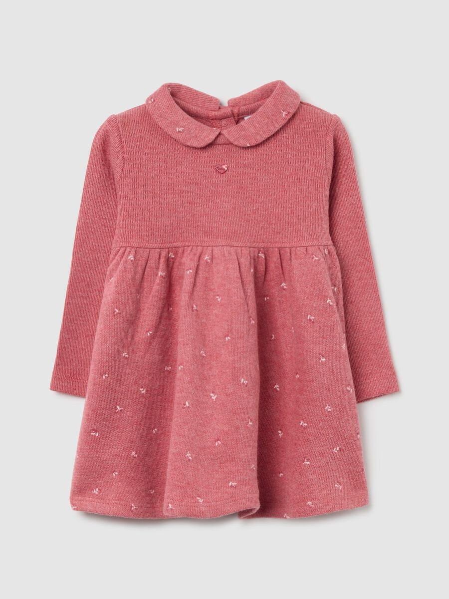 Baby girl's pink dress in pure cotton regular fit with round neck_0