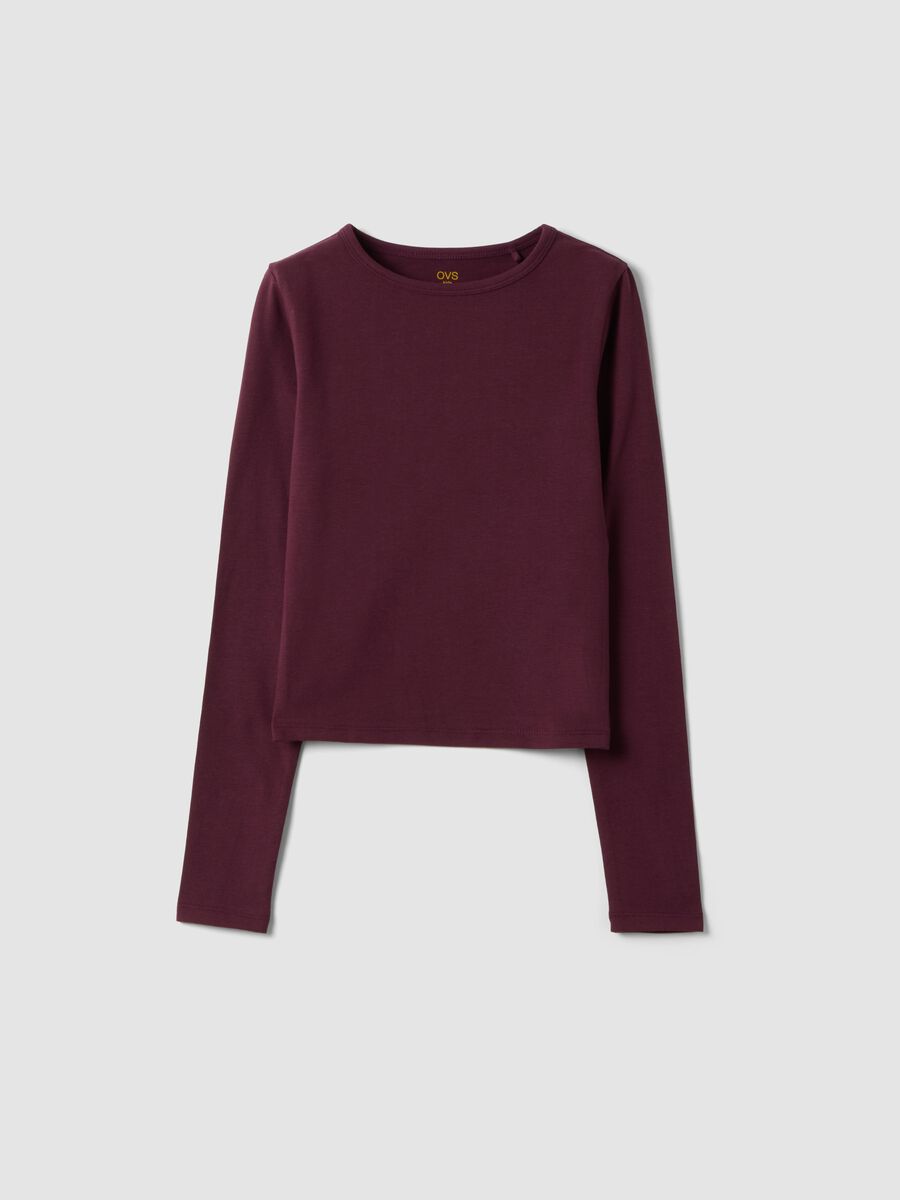 Violettes Slim-Fit-T-Shirt aus elastischem Bio-Baumwolljersey_0