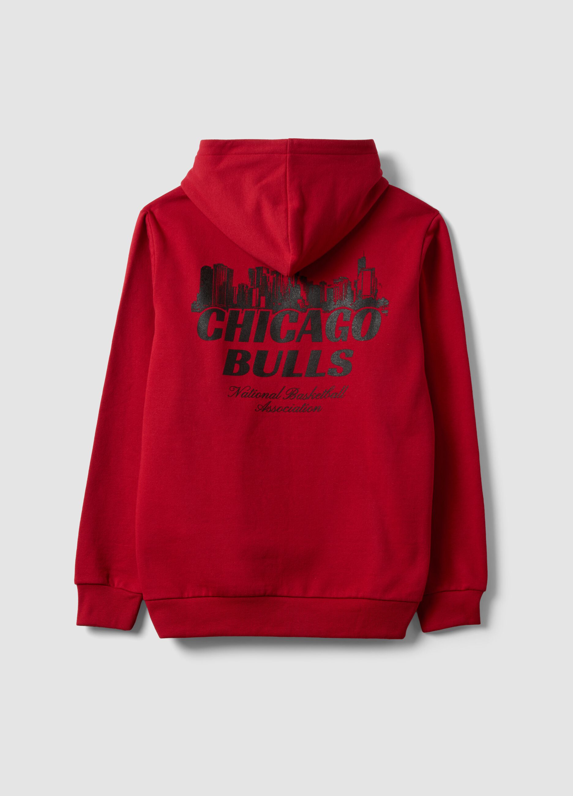 Sweatshirt vermelha com capuz em mistura de algod&atilde;o com estampado Chicago Bulls