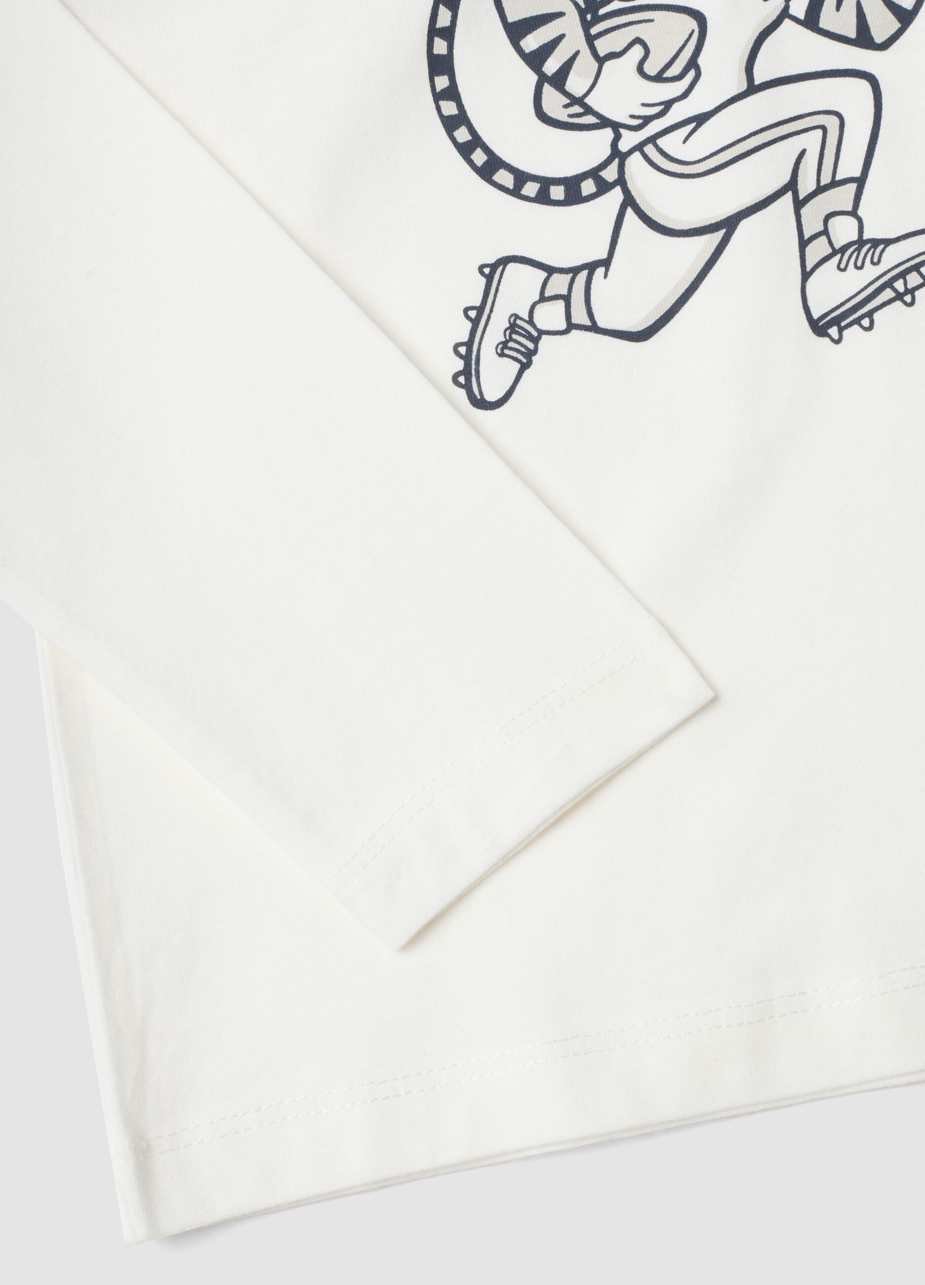 T-shirt bianca in puro cotone organico con stampa college