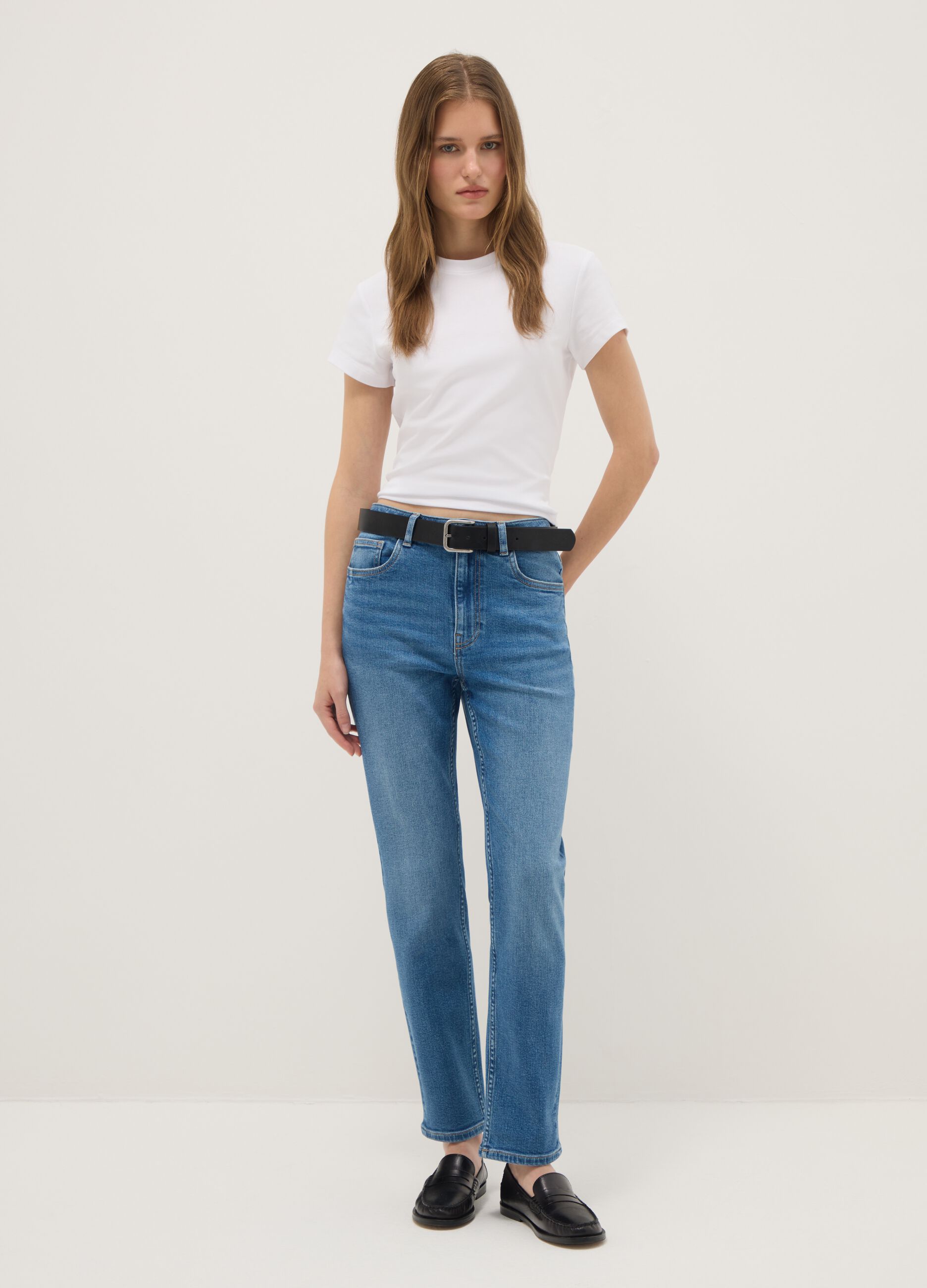 Slim fit stretch cotton blue jeans