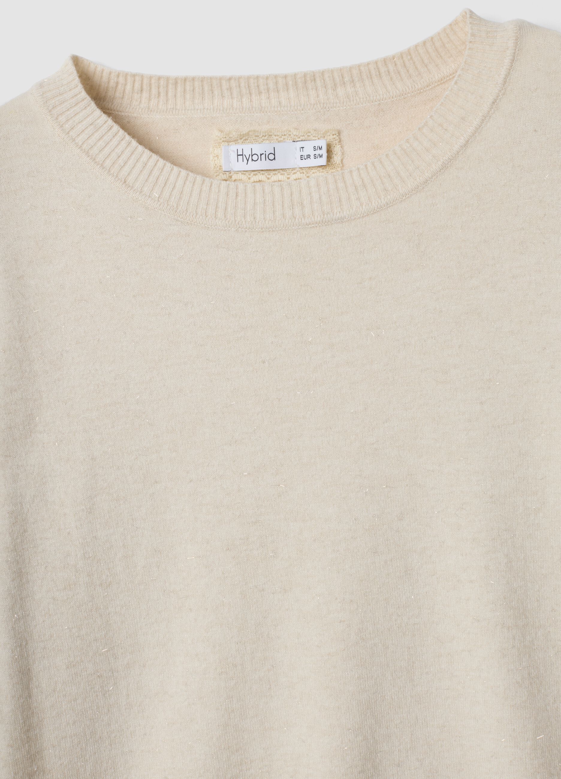 Beige viscose-blend jumper with m&eacute;lange yarns