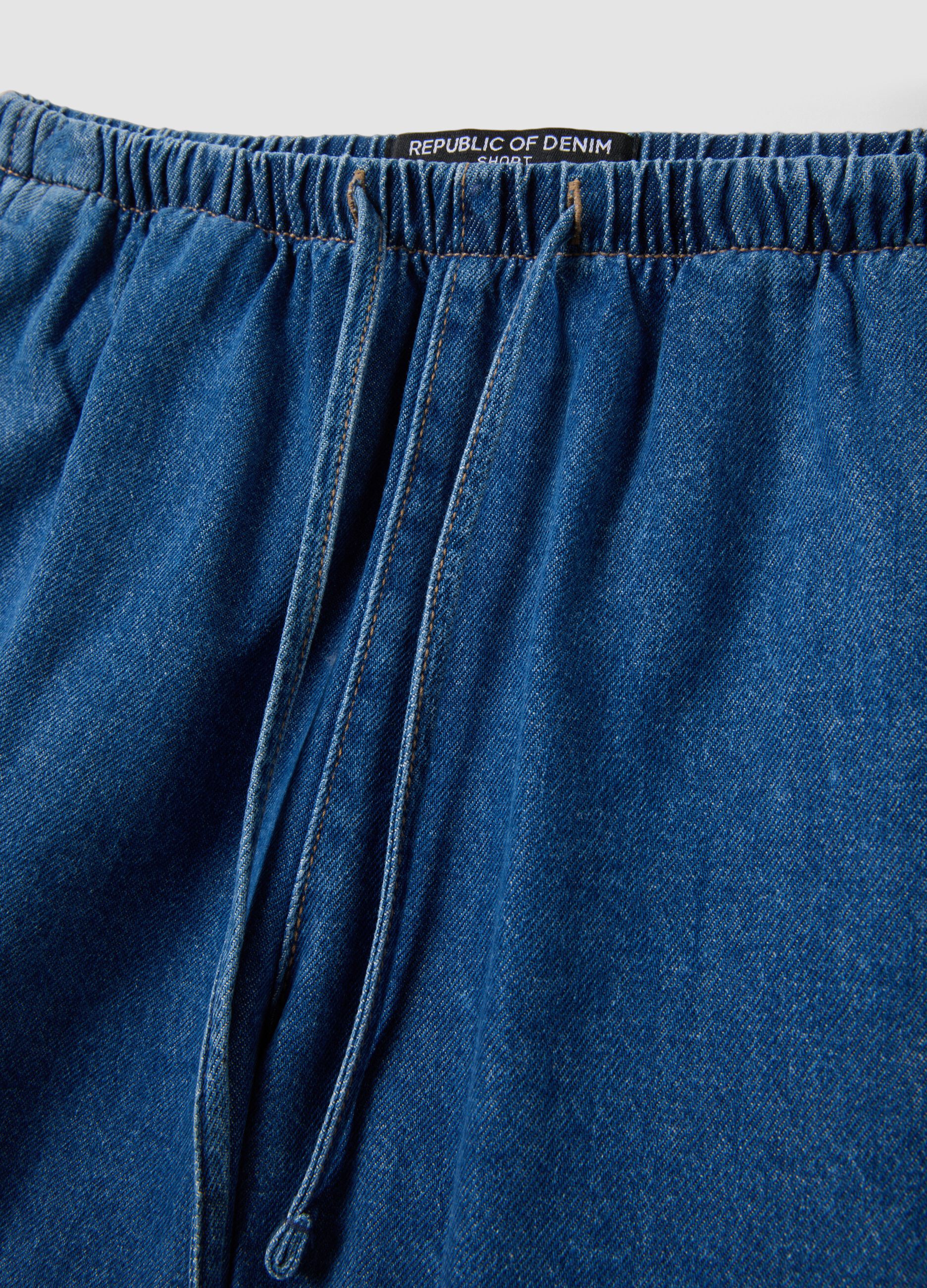 Blue pure cotton denim shorts