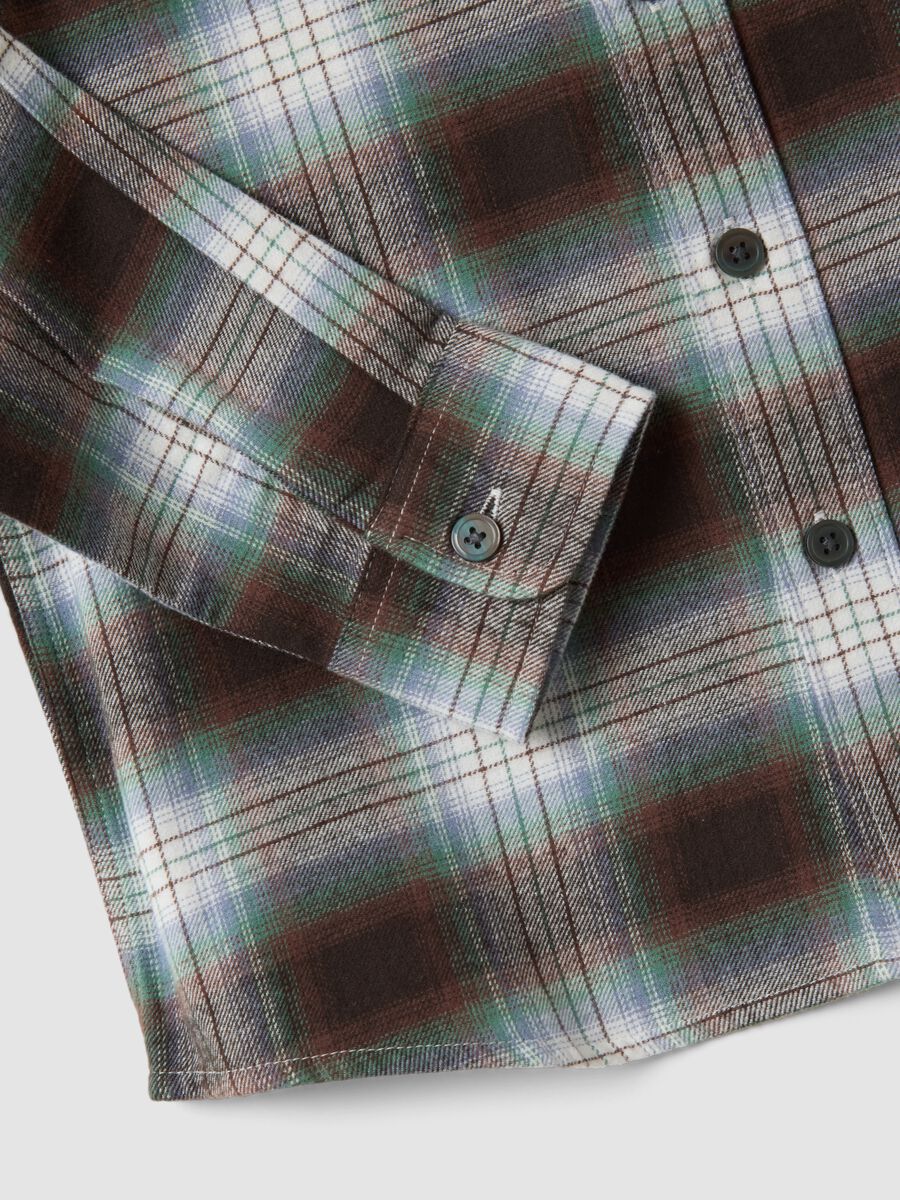 Brown checked pure cotton shirt_4