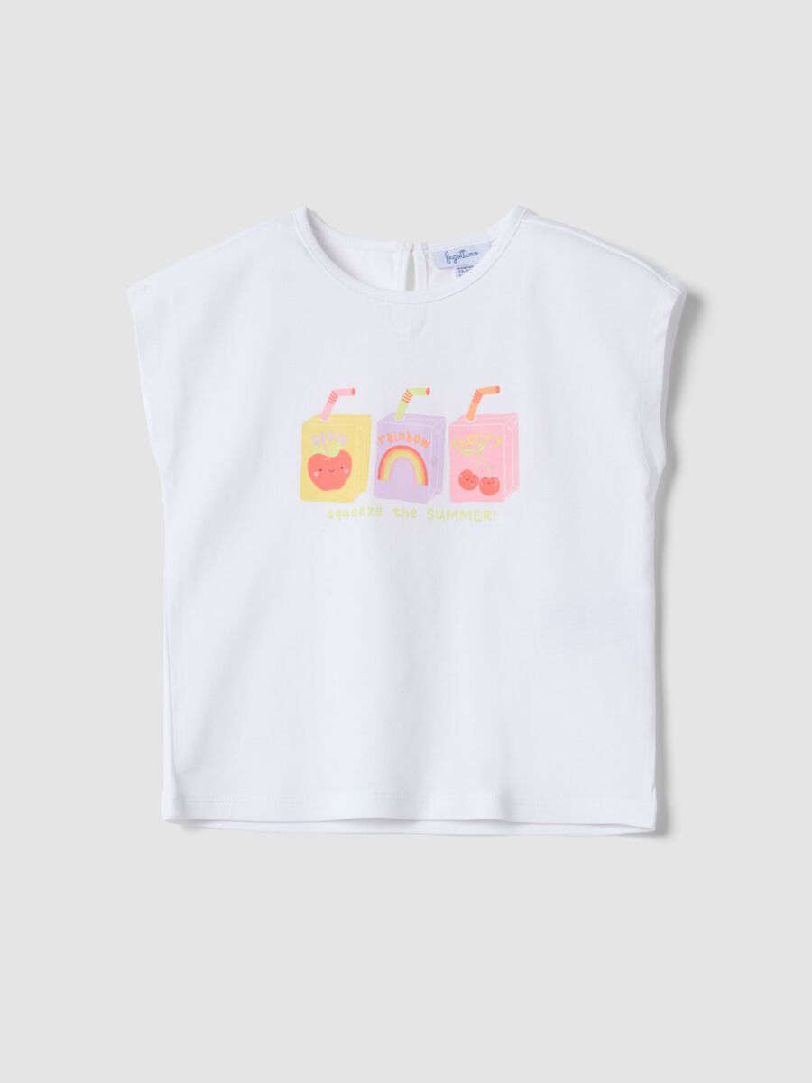 Sleeveless white pure cotton girl's t-shirt regular fit_0