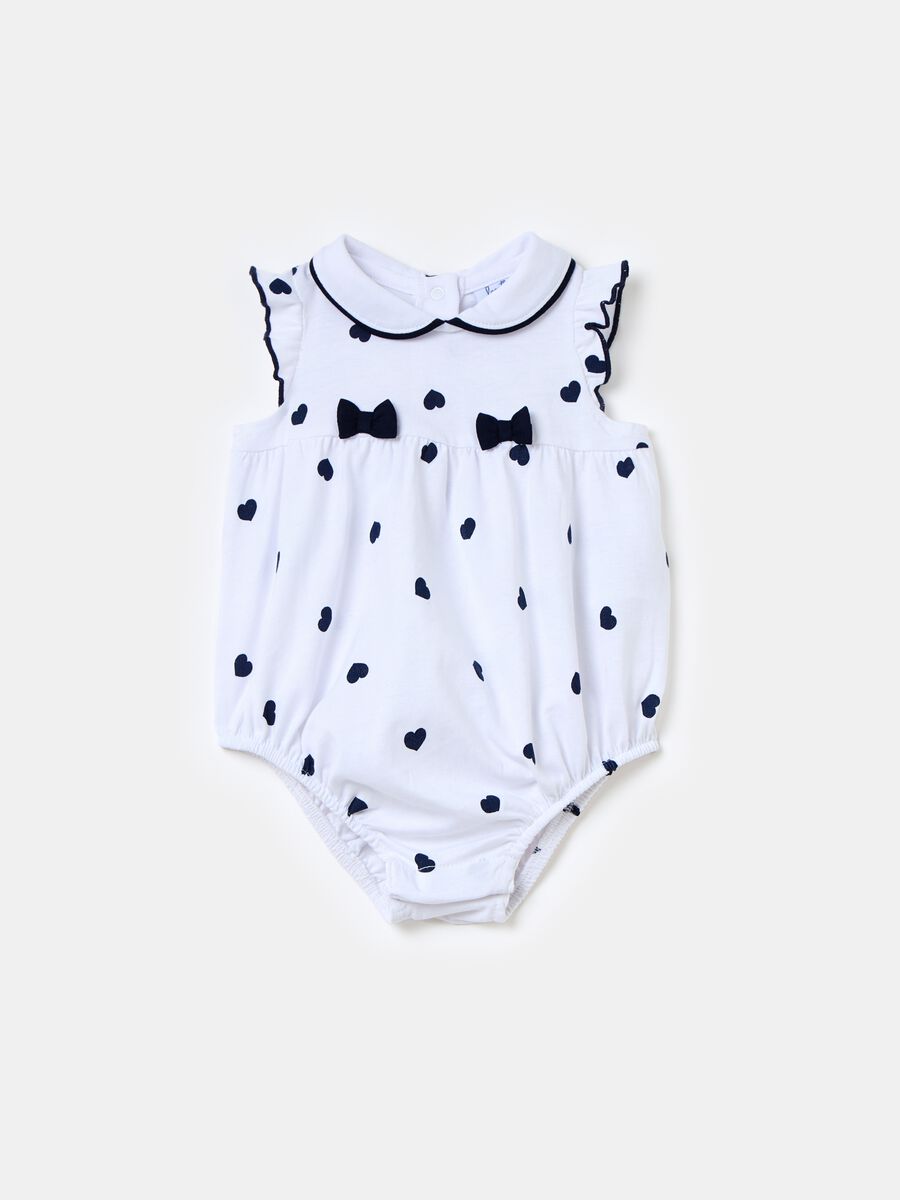 Organic cotton romper suit with hearts print_1