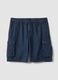 Blue linen and cotton blend cargo Bermuda shorts_4