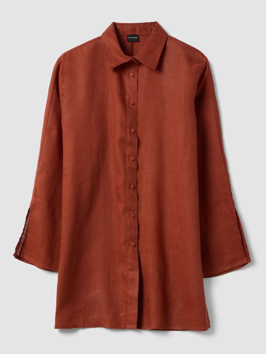 Camisa larga en lino rojo oversize_4