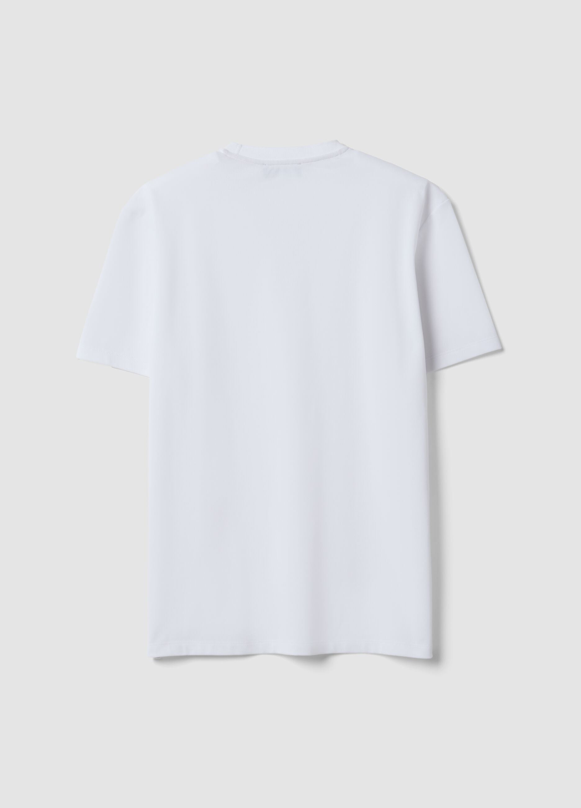 T-shirt bianca in misto cotone piquet elasticizzato regular fit Easy Dry