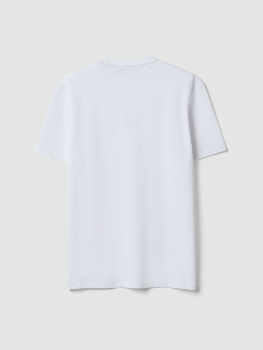 T-shirt bianca in misto cotone piquet elasticizzato regular fit Easy Dry_2