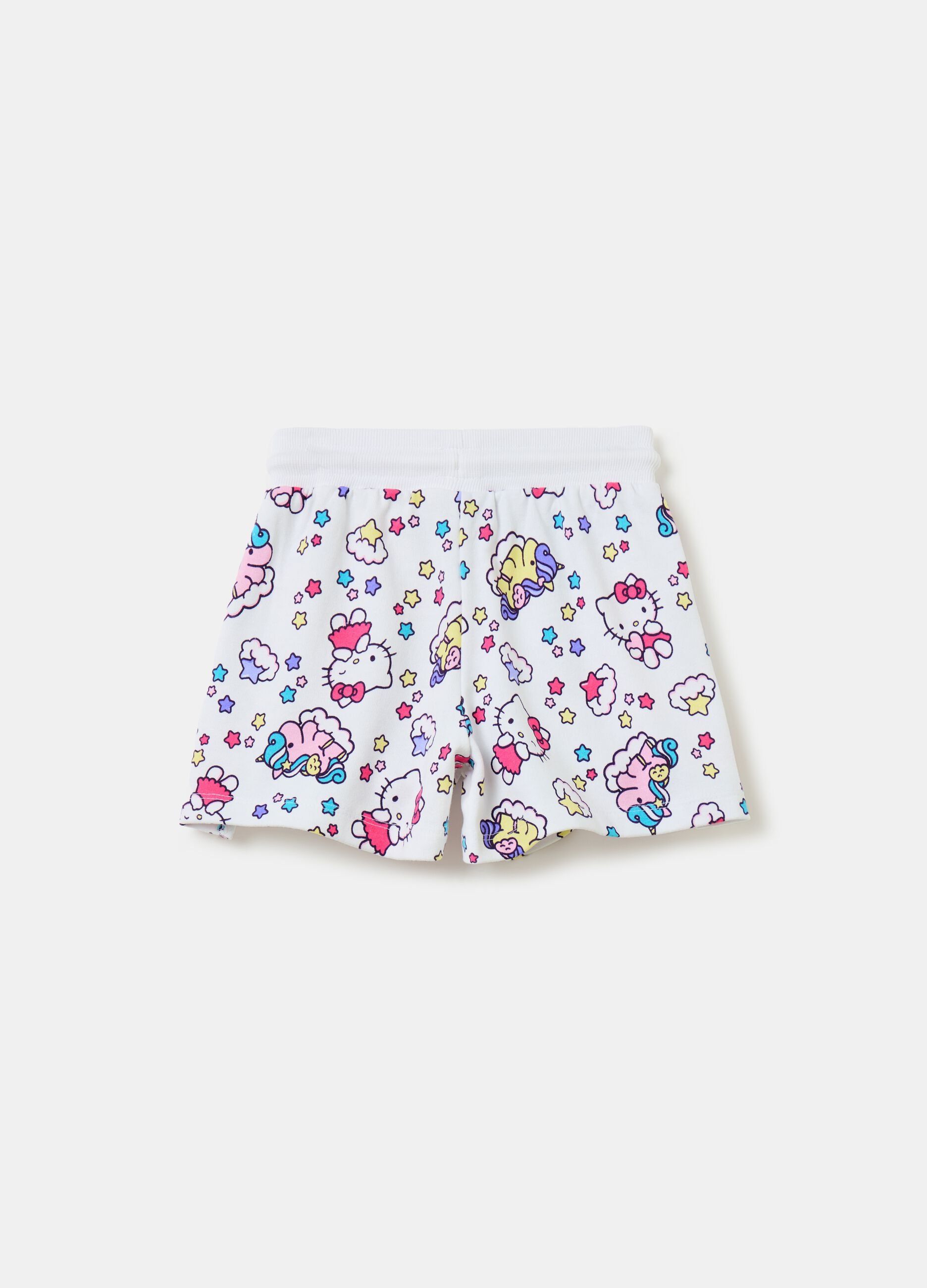 Fleece shorts with all-over Hello Kitty print