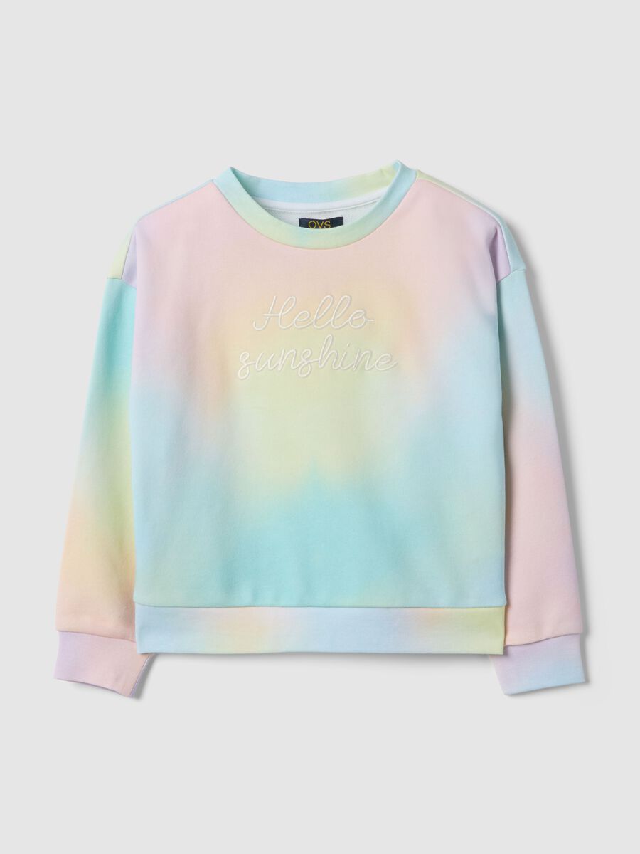 Regular fit multicolour cotton blend sweatshirt for girls with slogan_0