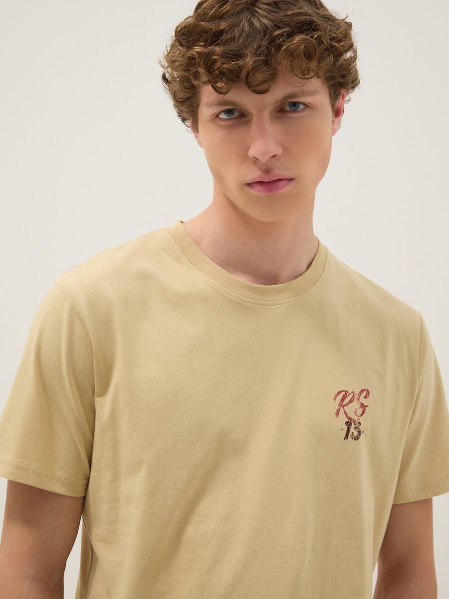 Beige pure cotton printed T-shirt_3