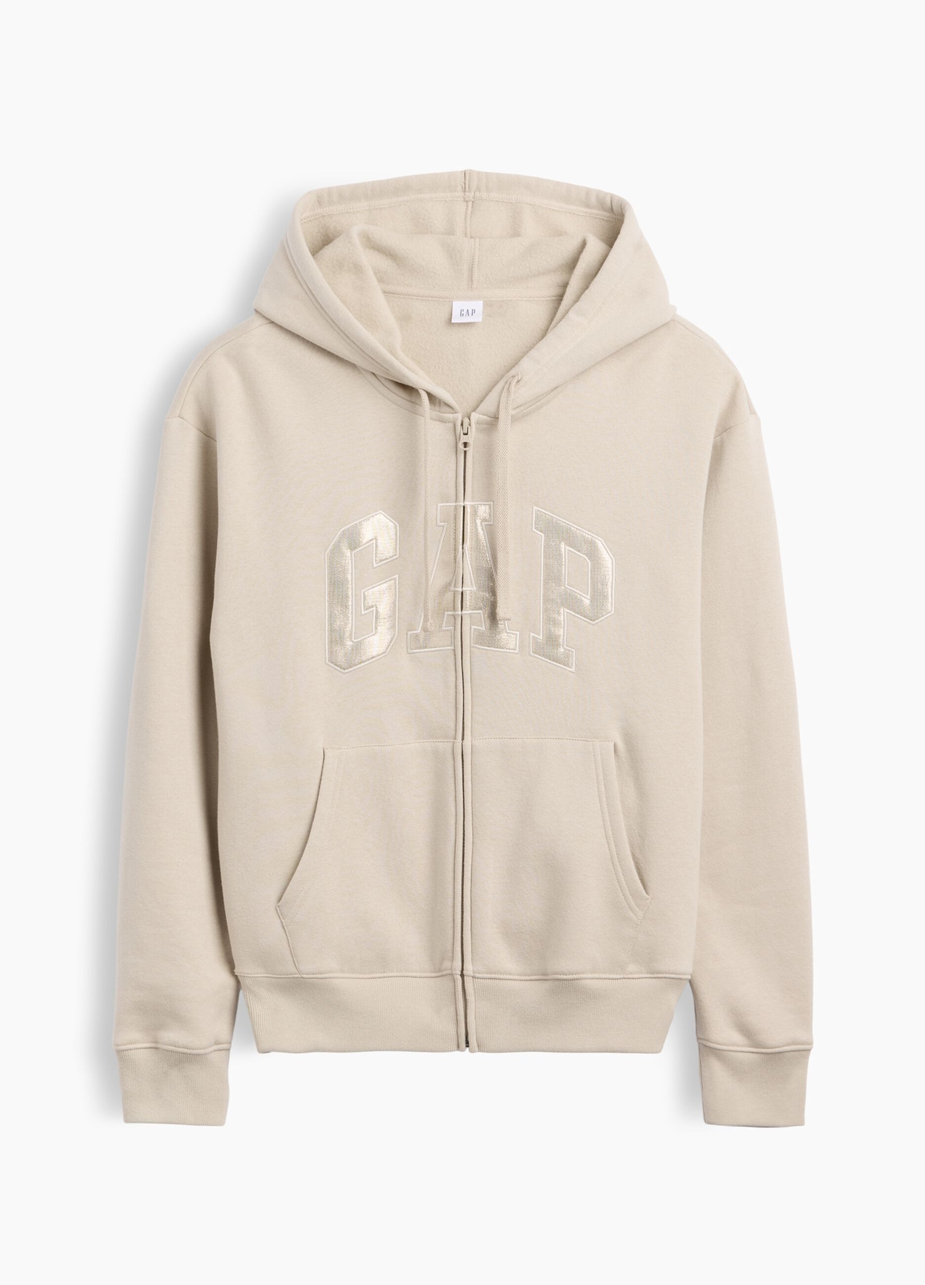 Sweatshirt bege com capuz em mistura de algod&atilde;o com log&oacute;tipo GAP