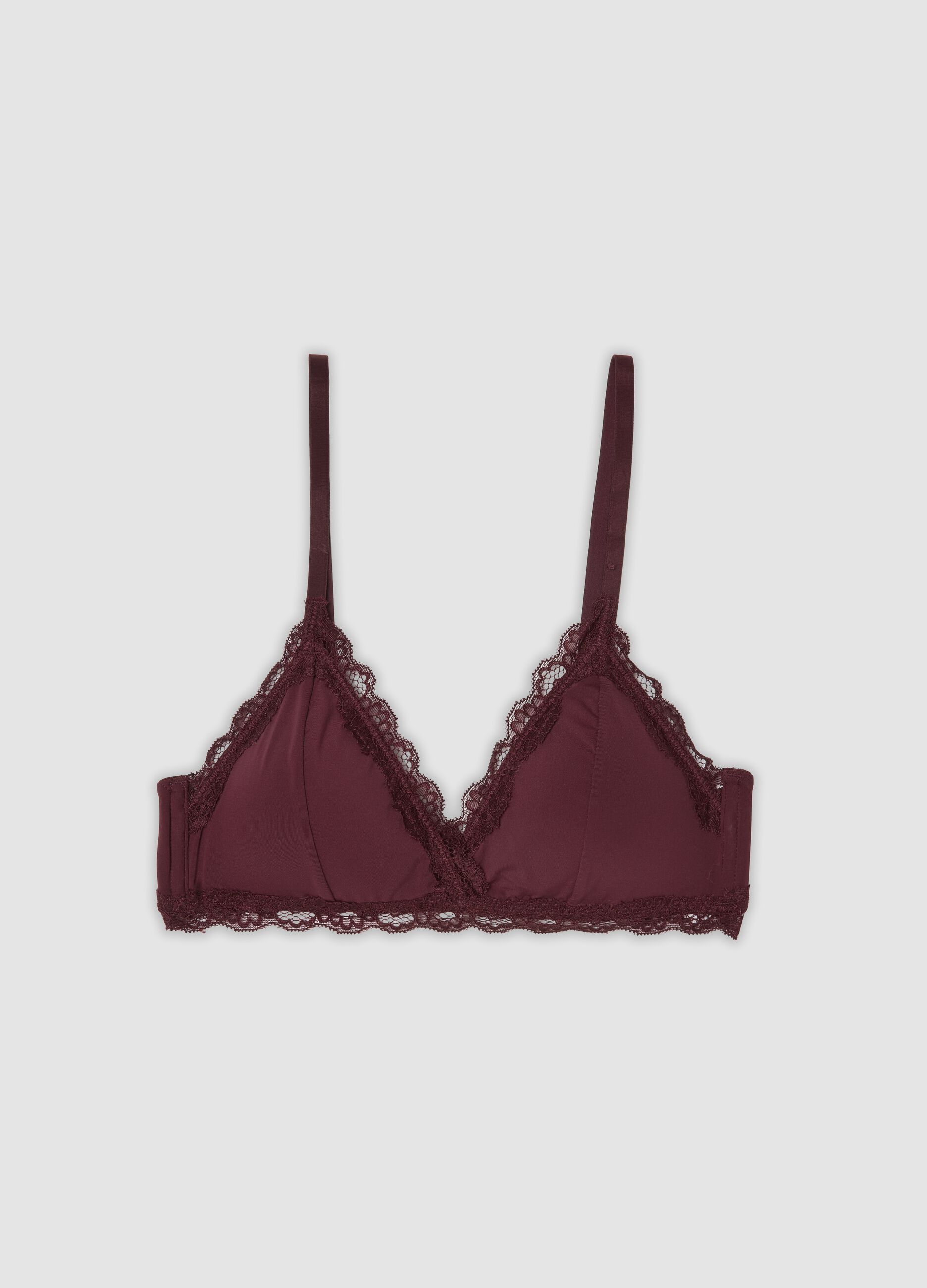 Reggiseno a triangolo viola in microfibra elasticizzata con pizzo