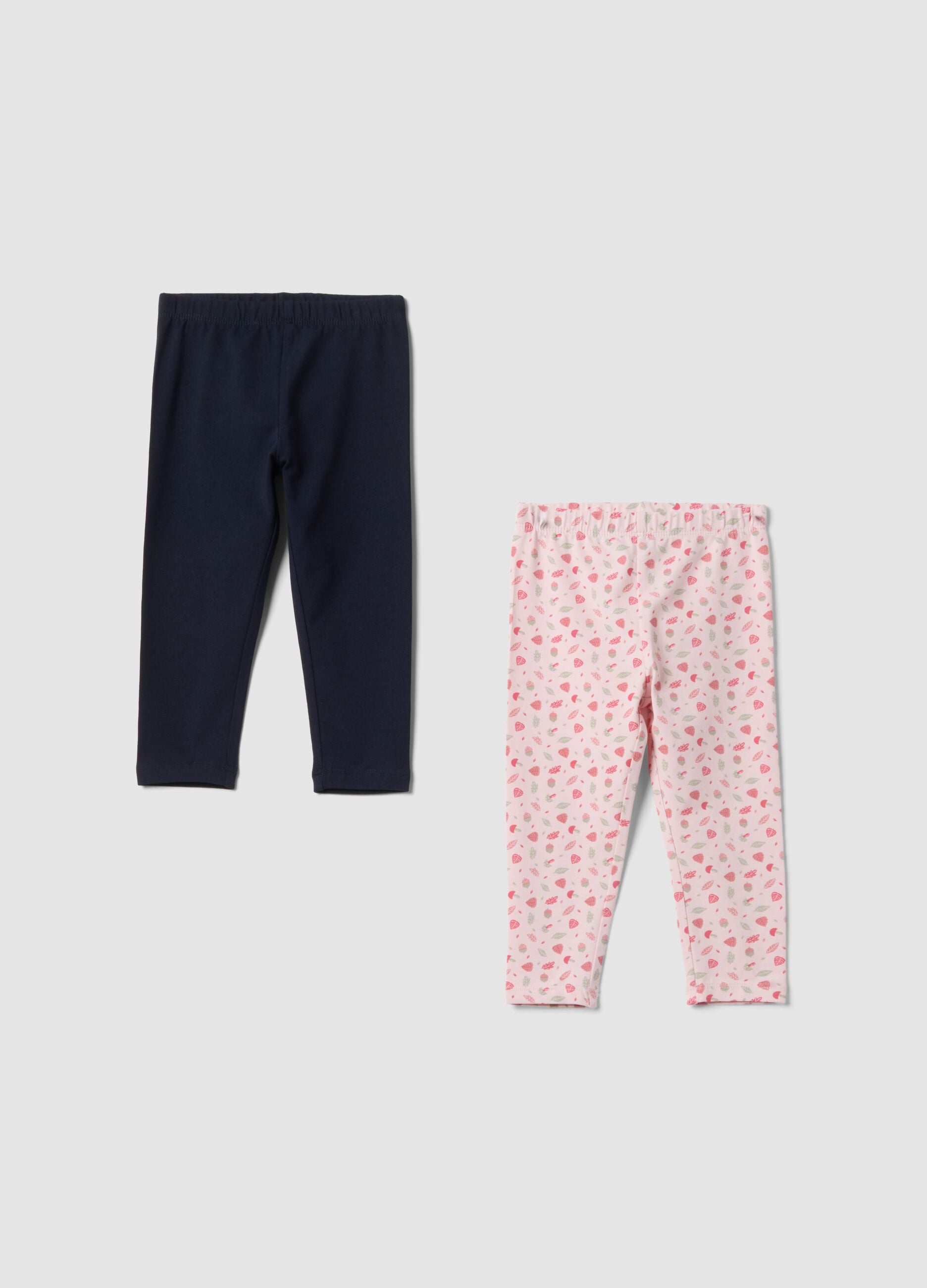 Bipack leggings multicolor in cotone organico elasticizzato per bimba