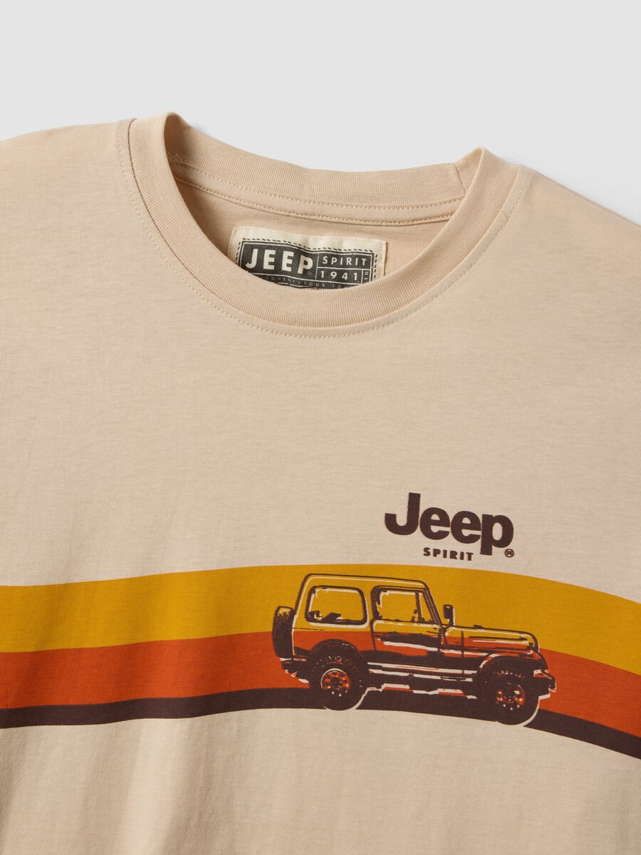 Beige pure cotton regular fit T-shirt with print_1