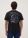 T-shirt preta em algod&atilde;o puro com decote redondo e estampado_3