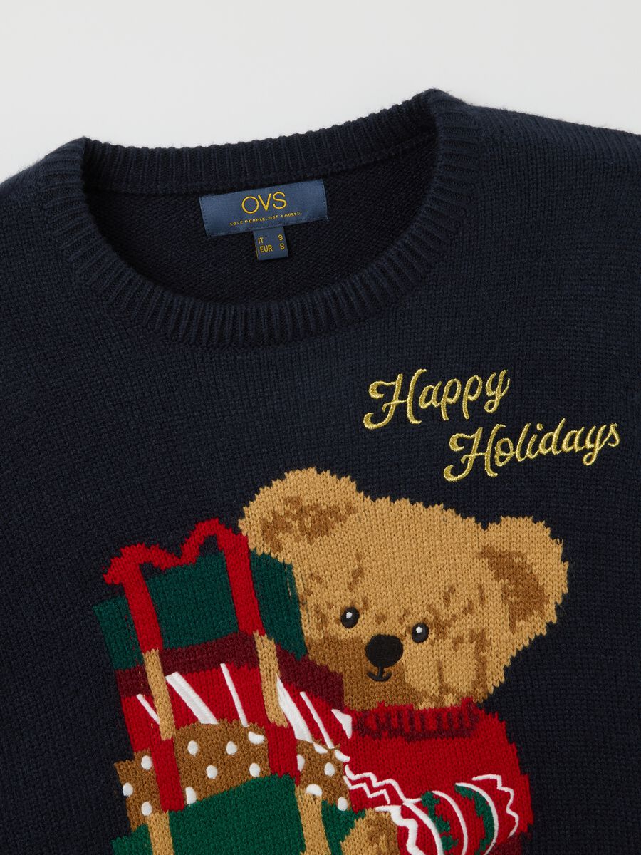 Blue Christmas Crew Neck Jumper Regular Fit_5